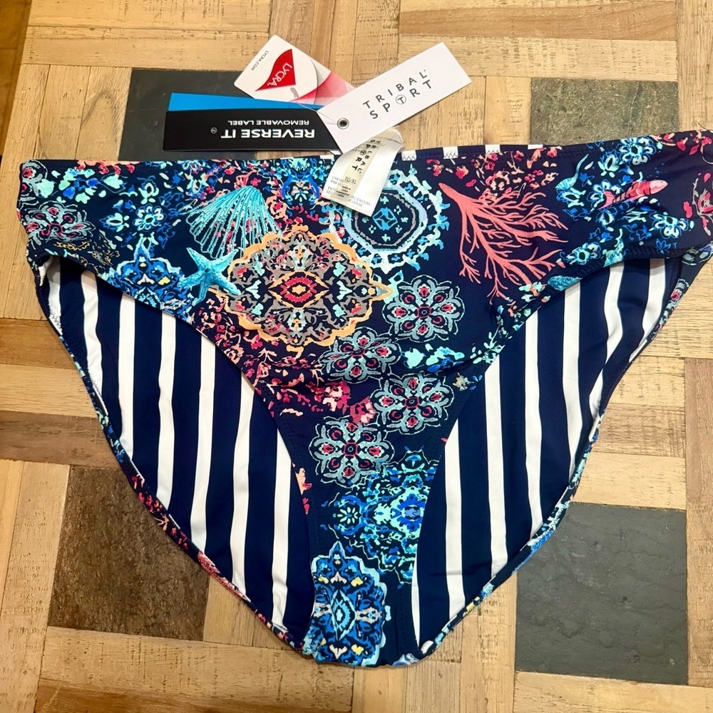 💥Tribal Sport Reversible High-Waisted Bikini Bottom - Mandela/Nautical SPF 50+